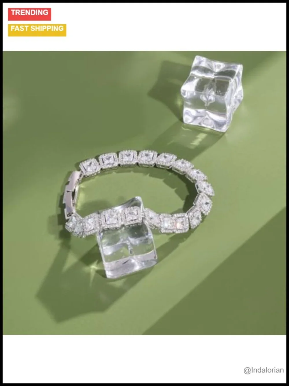 Square Tennis Bracelet Cubic Zirconia 6.5 Inch